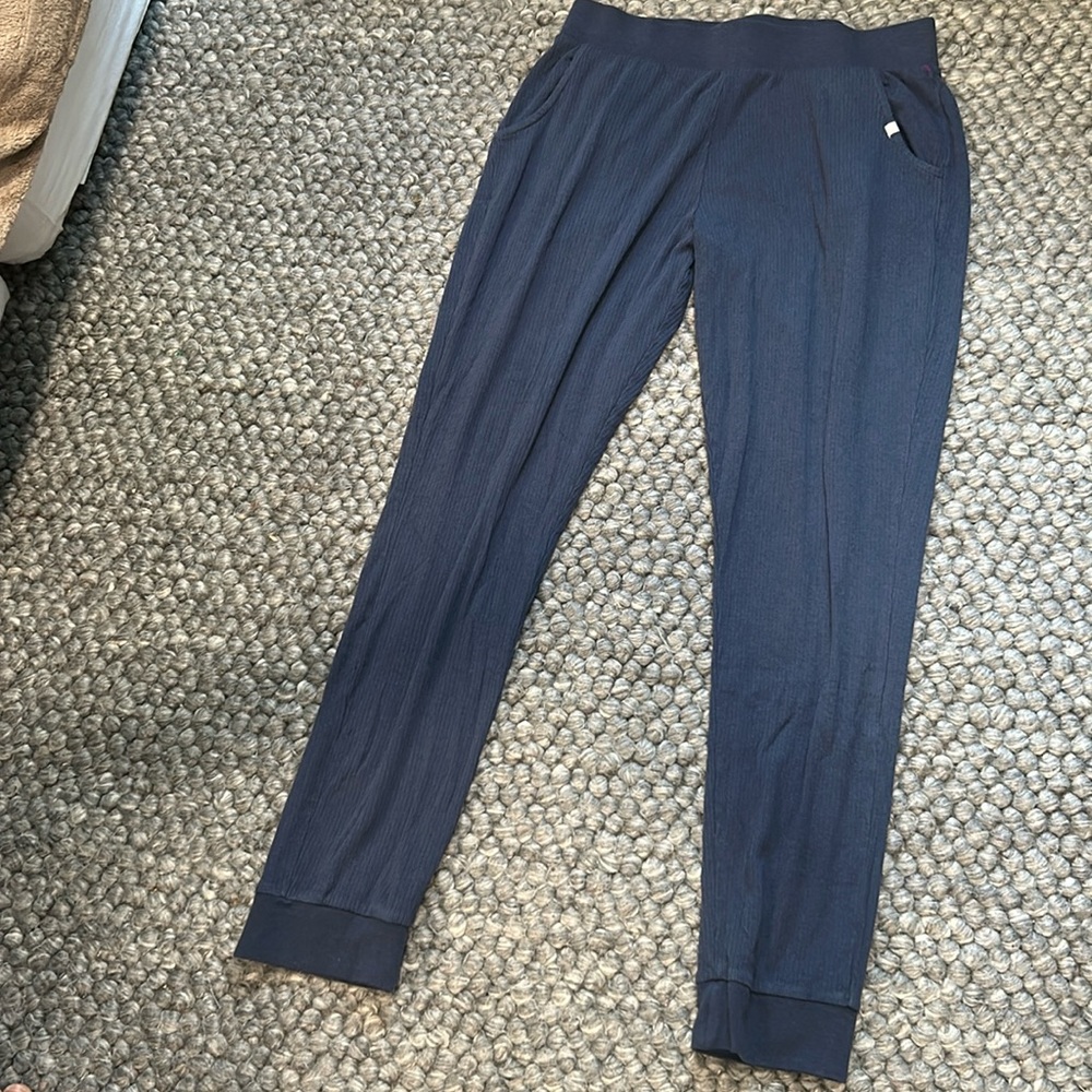 Mori Women’s Ribbed Muted Blue Jogger Lounge Pant Size Medium
